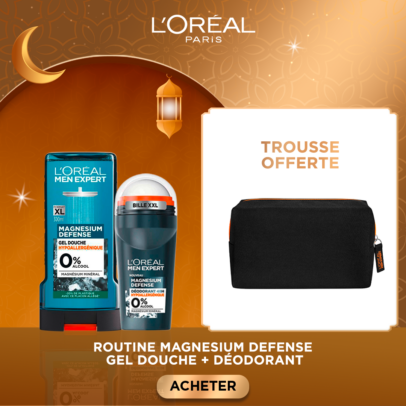L'ORÉAL PARIS MEN EXPERT PACK ROLL ON MAGNÉSIUM + GEL DOUCHE SANS ALCOOL TROUSSE OFFERTE