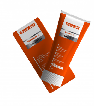 RACINE VITA VITAMINE-C ACIDE HYALURONIQUE POUDRE DE PERLE VITAMINE E CREME ECLAT